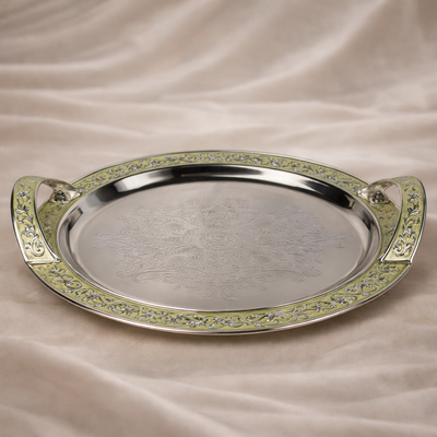 Round Serving Tray with Handle