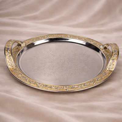 Round Serving Tray with Handle