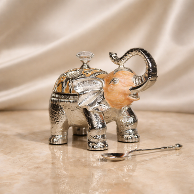 Royal Elephant Sugar Pot with Spoon (11 x 12 cm)