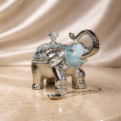 Royal Elephant Sugar Pot with Spoon (11 x 12 cm)