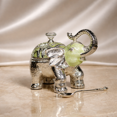 Royal Elephant Sugar Pot with Spoon (11 x 12 cm)