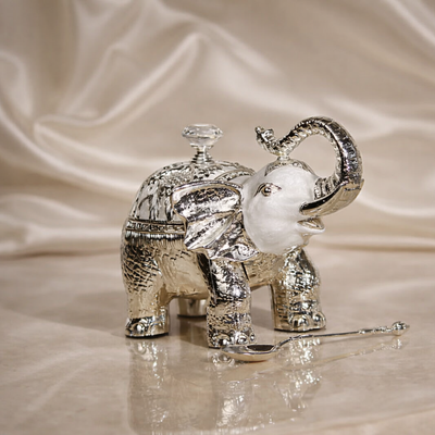 Royal Elephant Sugar Pot with Spoon (11 x 12 cm)