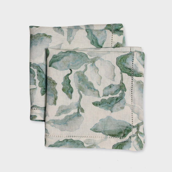 Cascade Teal Gift Set-Linen Napkins & Napkin Rings