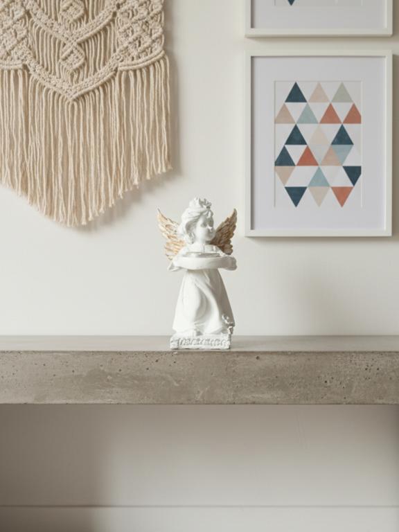 Decorative Angel Figurine Gold Wings with Candle Holder