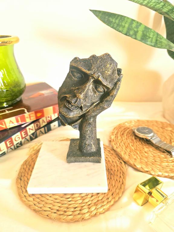 Black Golden Thinking Man Face Resin Art Statue Thinking Man Face Resin Art Statue