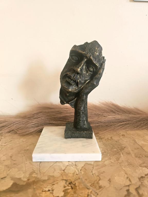 Black Golden Thinking Man Face Resin Art Statue Thinking Man Face Resin Art Statue