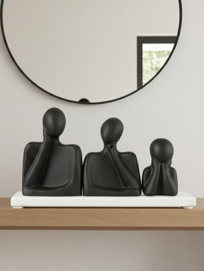 Abstract Trio Harmony Sculpture Marble Base
