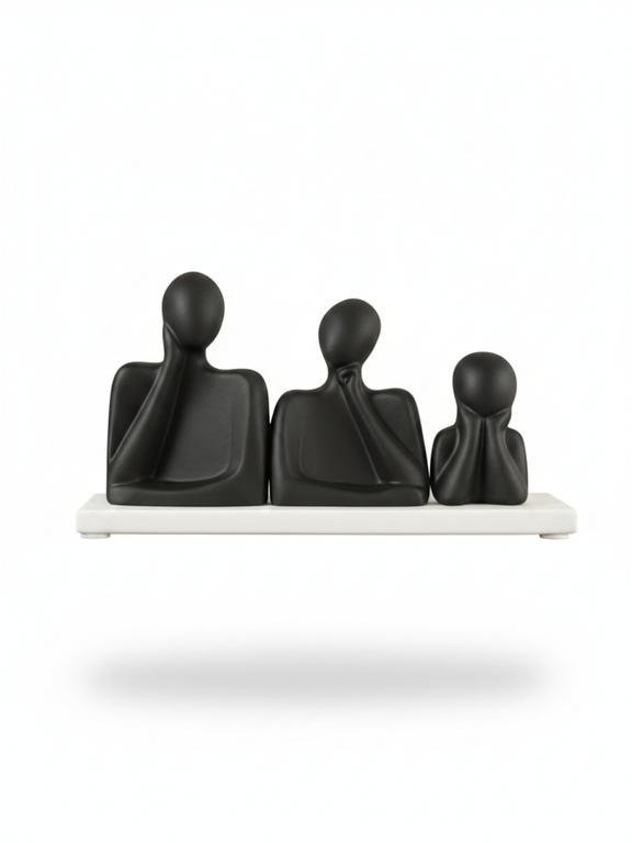 Abstract Trio Harmony Sculpture Marble Base