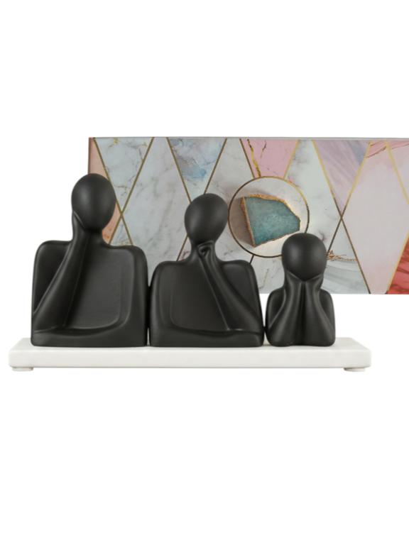 Abstract Trio Harmony Sculpture Marble Base