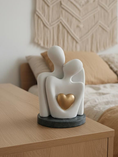 Abstract Couple Figurine with Golden Heart