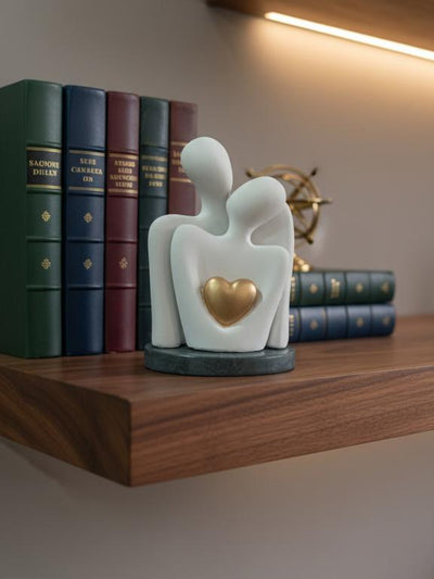 Abstract Couple Figurine with Golden Heart