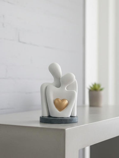 Abstract Couple Figurine with Golden Heart