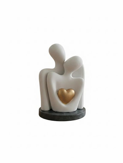 Abstract Couple Figurine with Golden Heart