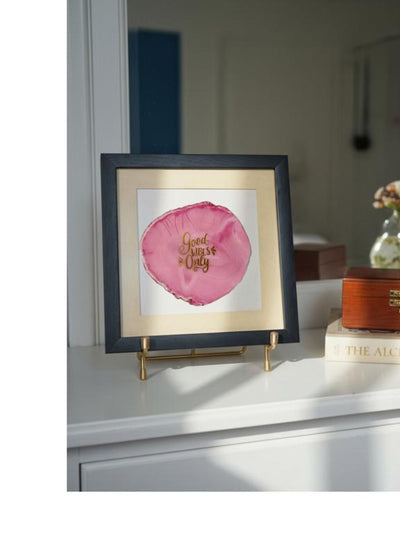 Good Vibes Only Pink Agate Framed Art
