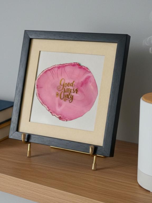 Good Vibes Only Pink Agate Framed Art
