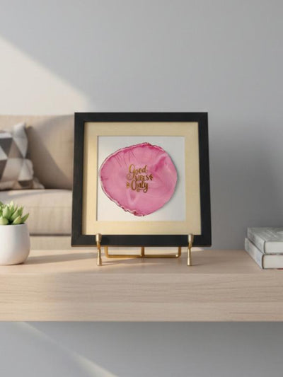 Good Vibes Only Pink Agate Framed Art