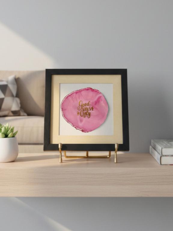 Good Vibes Only Pink Agate Framed Art