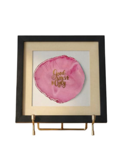 Good Vibes Only Pink Agate Framed Art