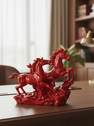 Victory Running Horses Figurine Red