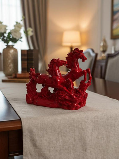 Victory Running Horses Figurine Red