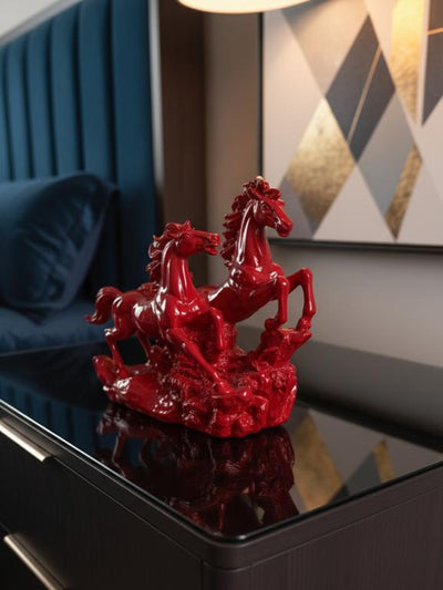 Victory Running Horses Figurine Red