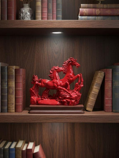Victory Running Horses Figurine Red