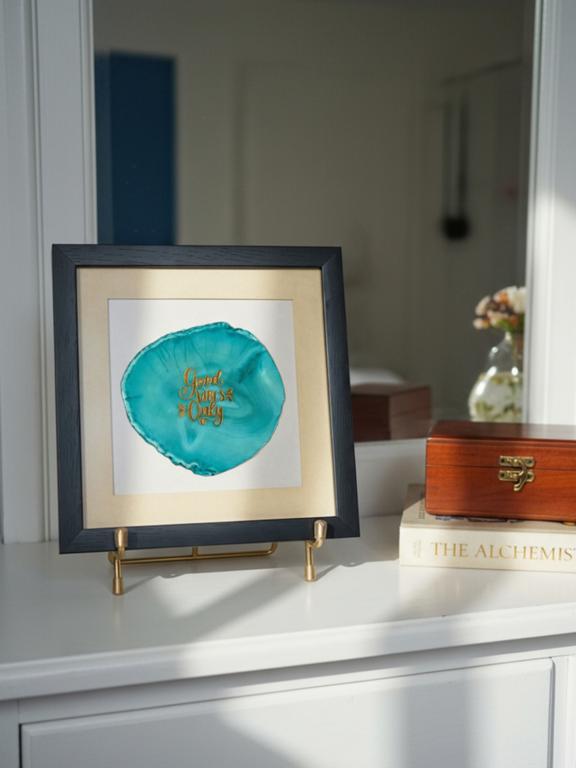 Good Vibes Only Turquoise Agate Framed Art