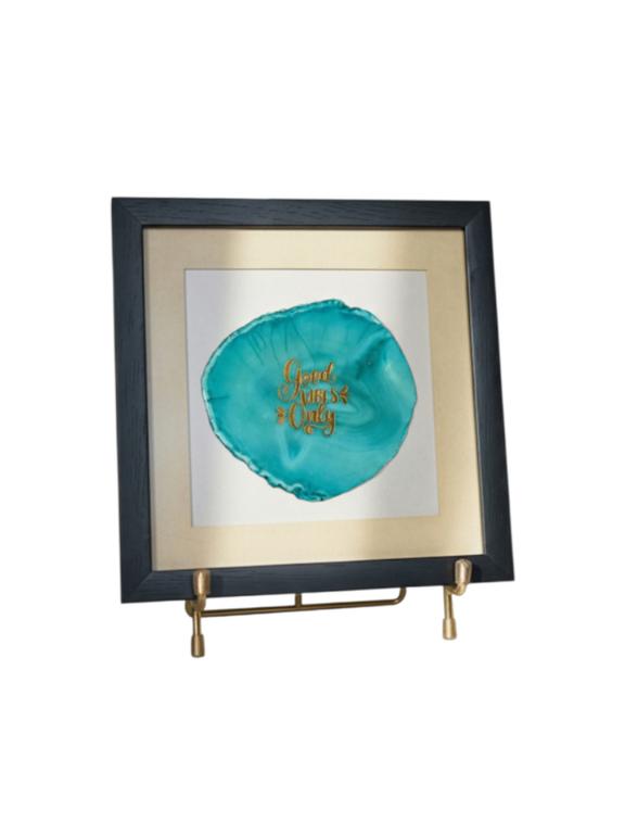 Good Vibes Only Turquoise Agate Framed Art
