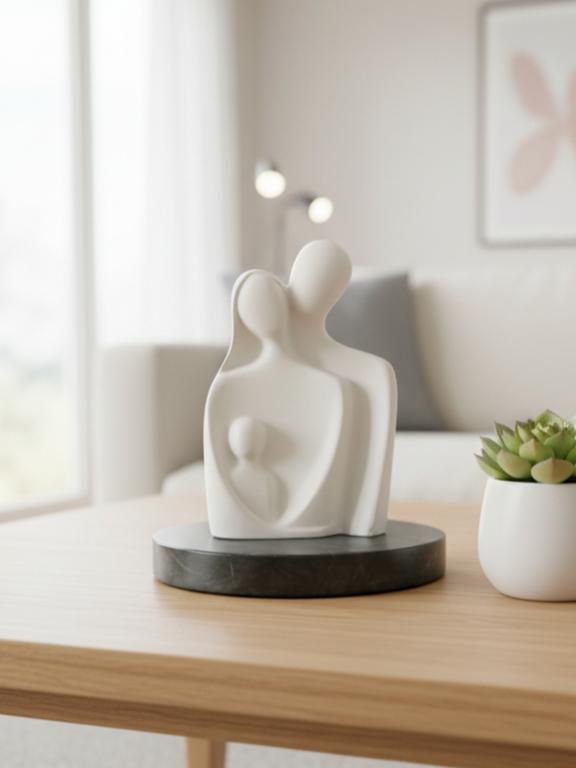 Abstract Family of 3 Figurine White