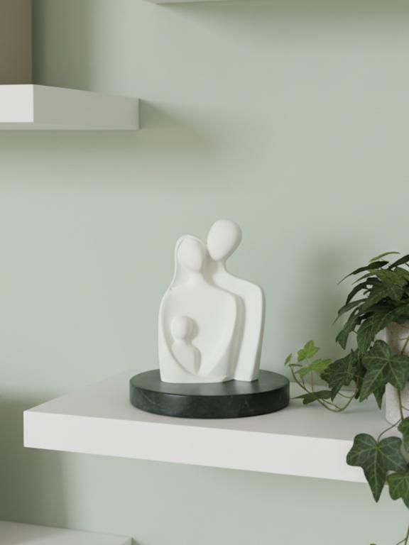 Abstract Family of 3 Figurine White