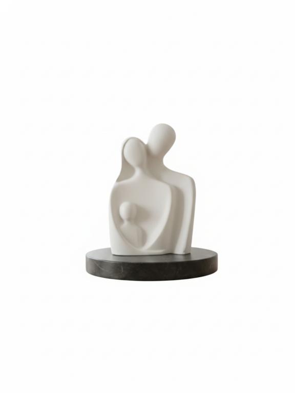 Abstract Family of 3 Figurine White