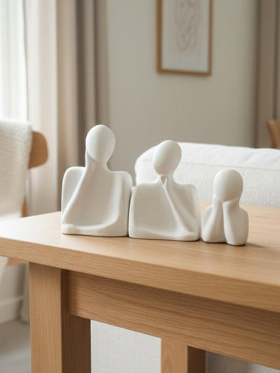 White Family Of Three Showpiece
