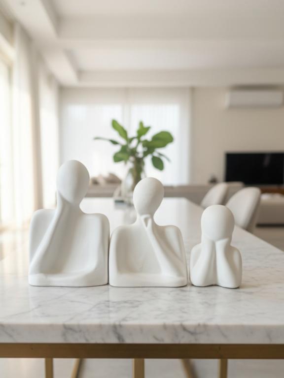 White Family Of Three Showpiece