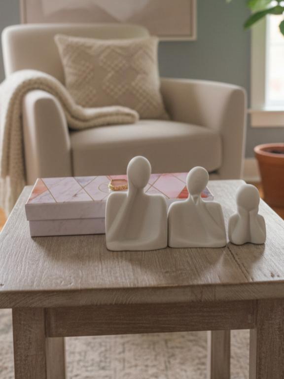 White Family Of Three Showpiece