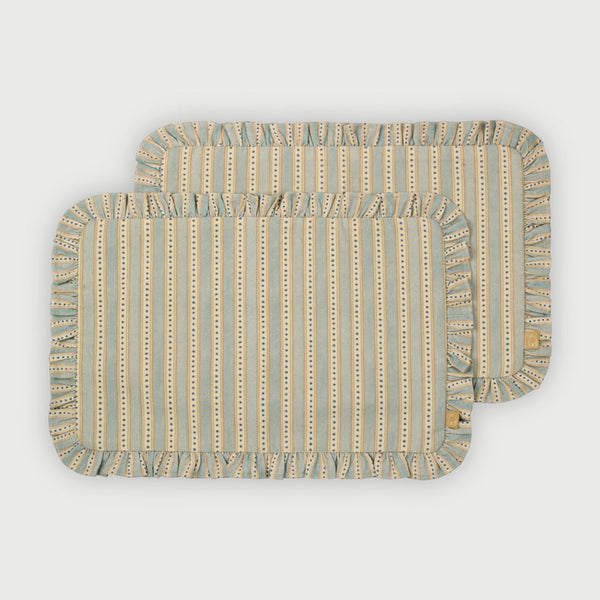 River Soft Blue Ruffle Table Mats-Set of 2