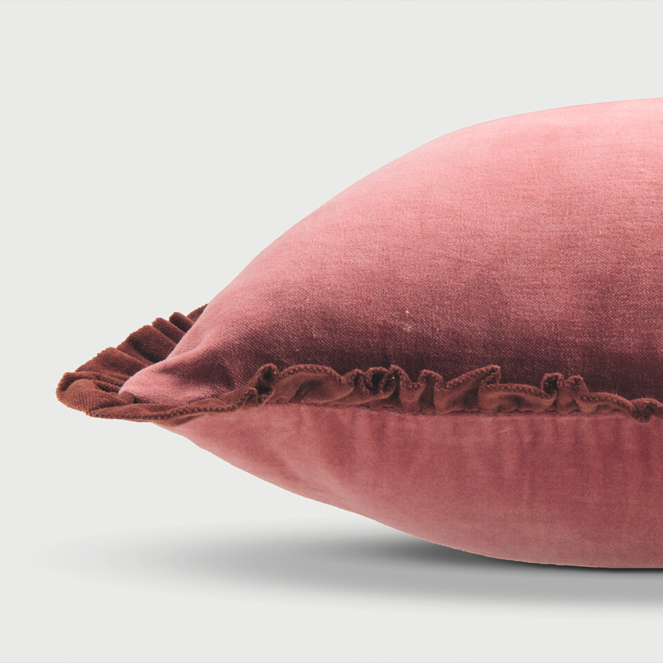 Jasper Ruffle Raspberry Cushion Cover