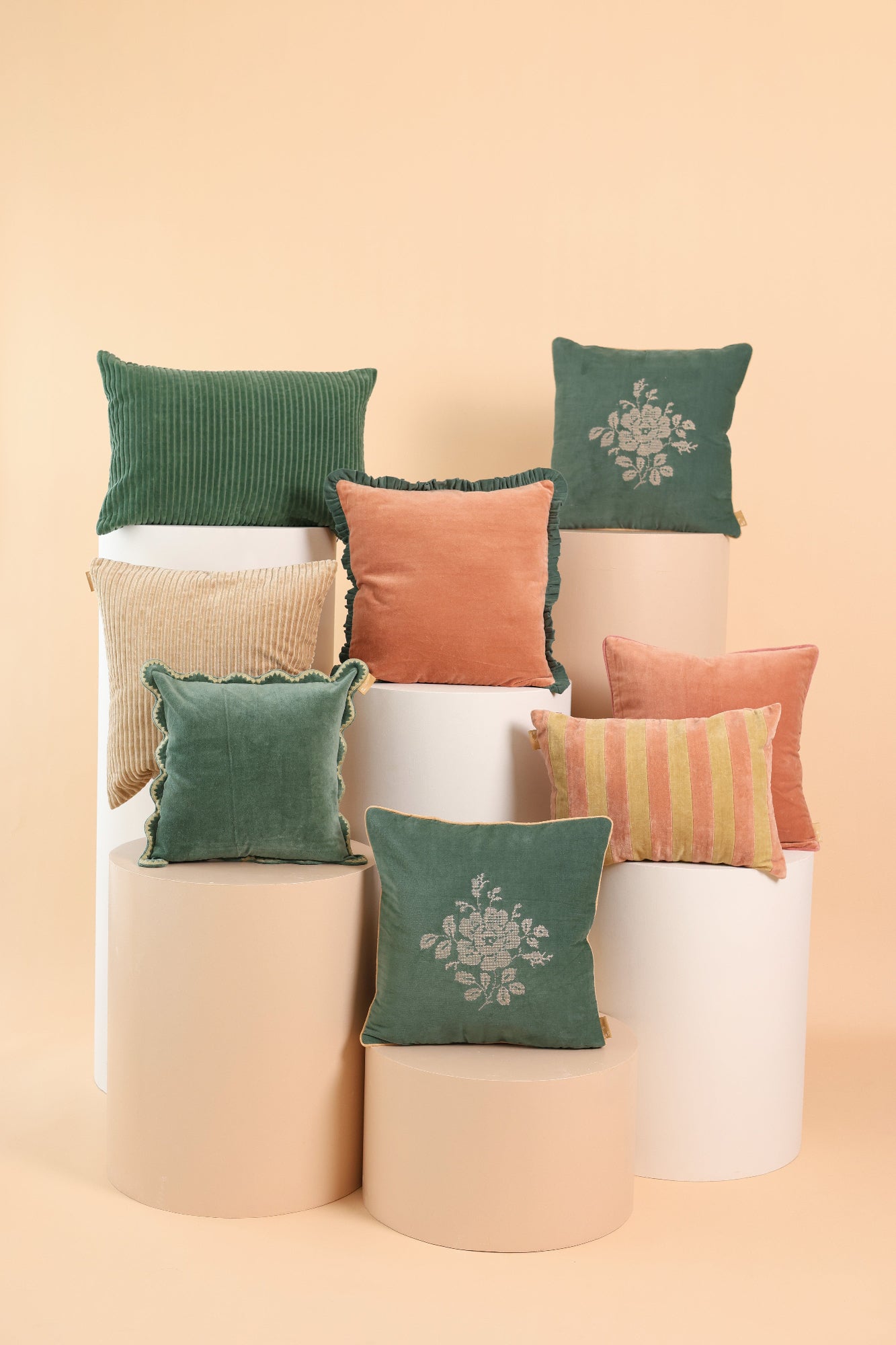 Jasper Ruffle Apricot Cushion Cover