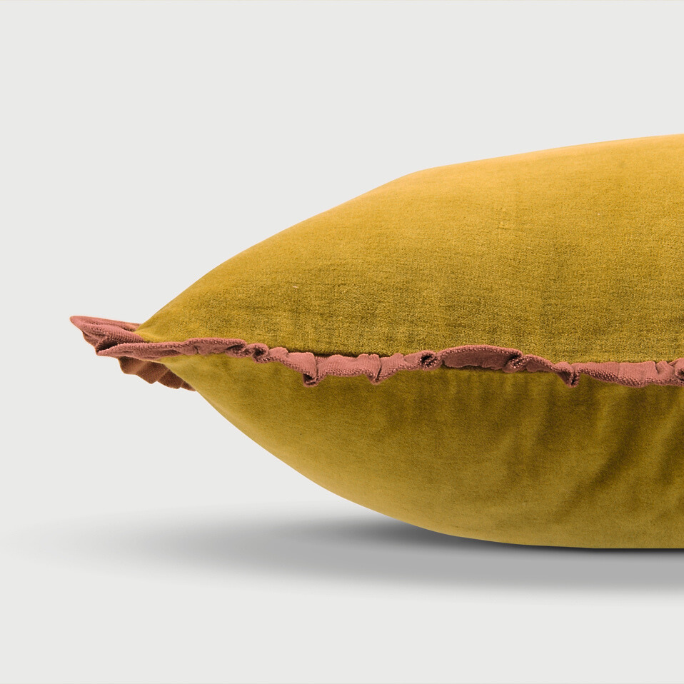 Jasper Ruffle Deep Ochre Cushion Cover