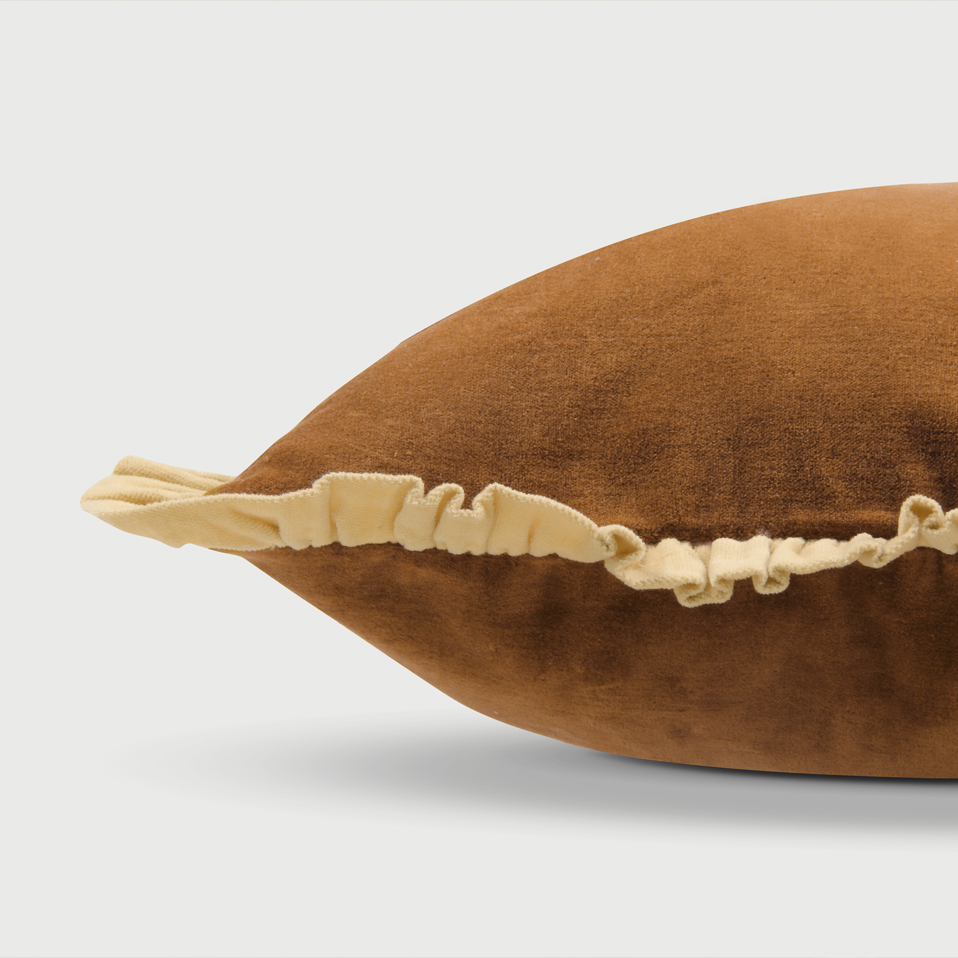 Jasper Ruffle Tan Brown Cushion Cover