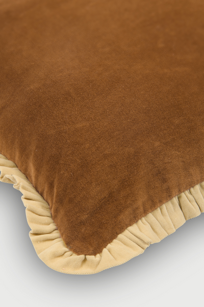 Jasper Ruffle Tan Brown Cushion Cover