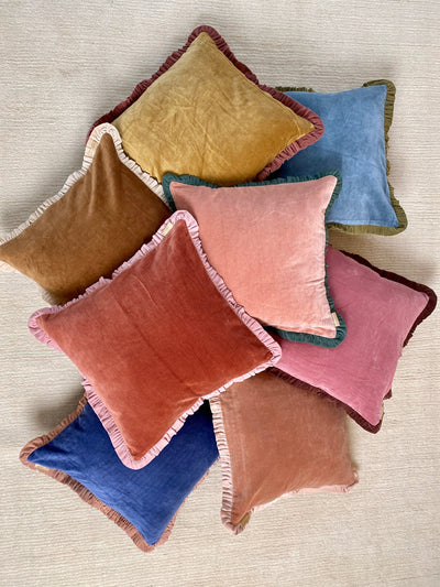 Jasper Ruffle Cobalt Blue Cushion Cover