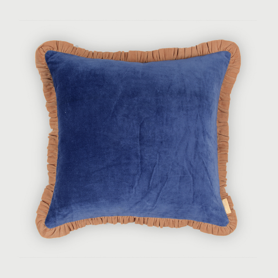 Jasper Ruffle Cobalt Blue Cushion Cover