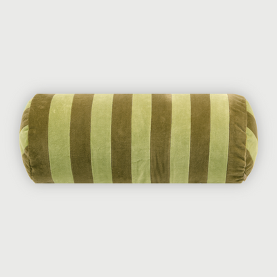 Holly Olive Striped Bolster Cover