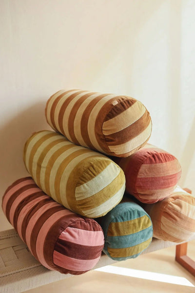 Holly Berry Striped Bolster Cover