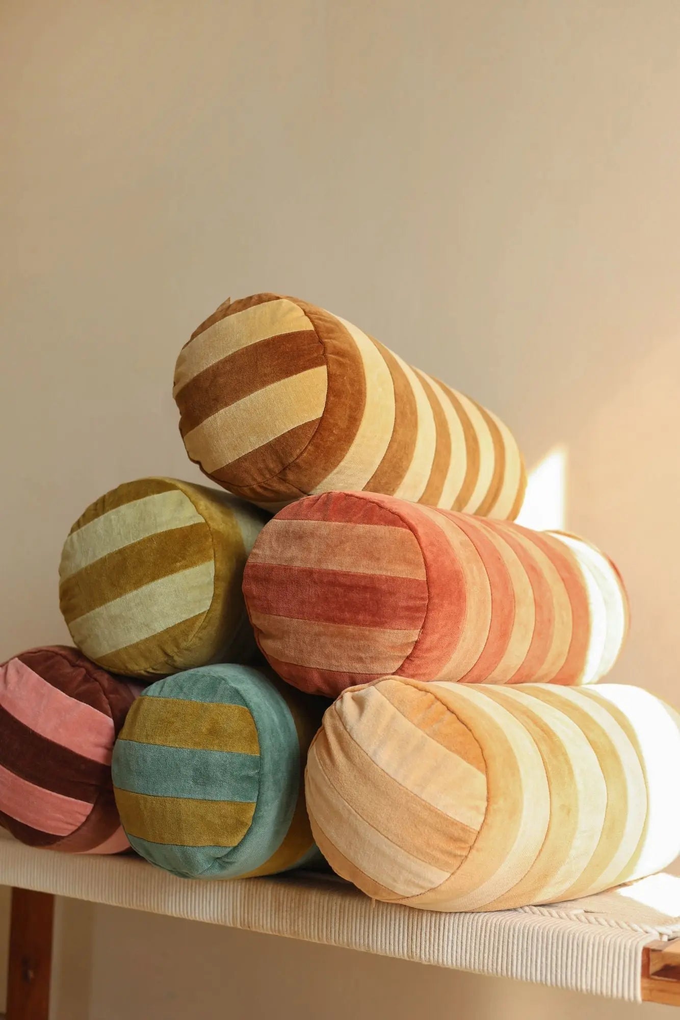 Holly Melon Striped Bolster Cover