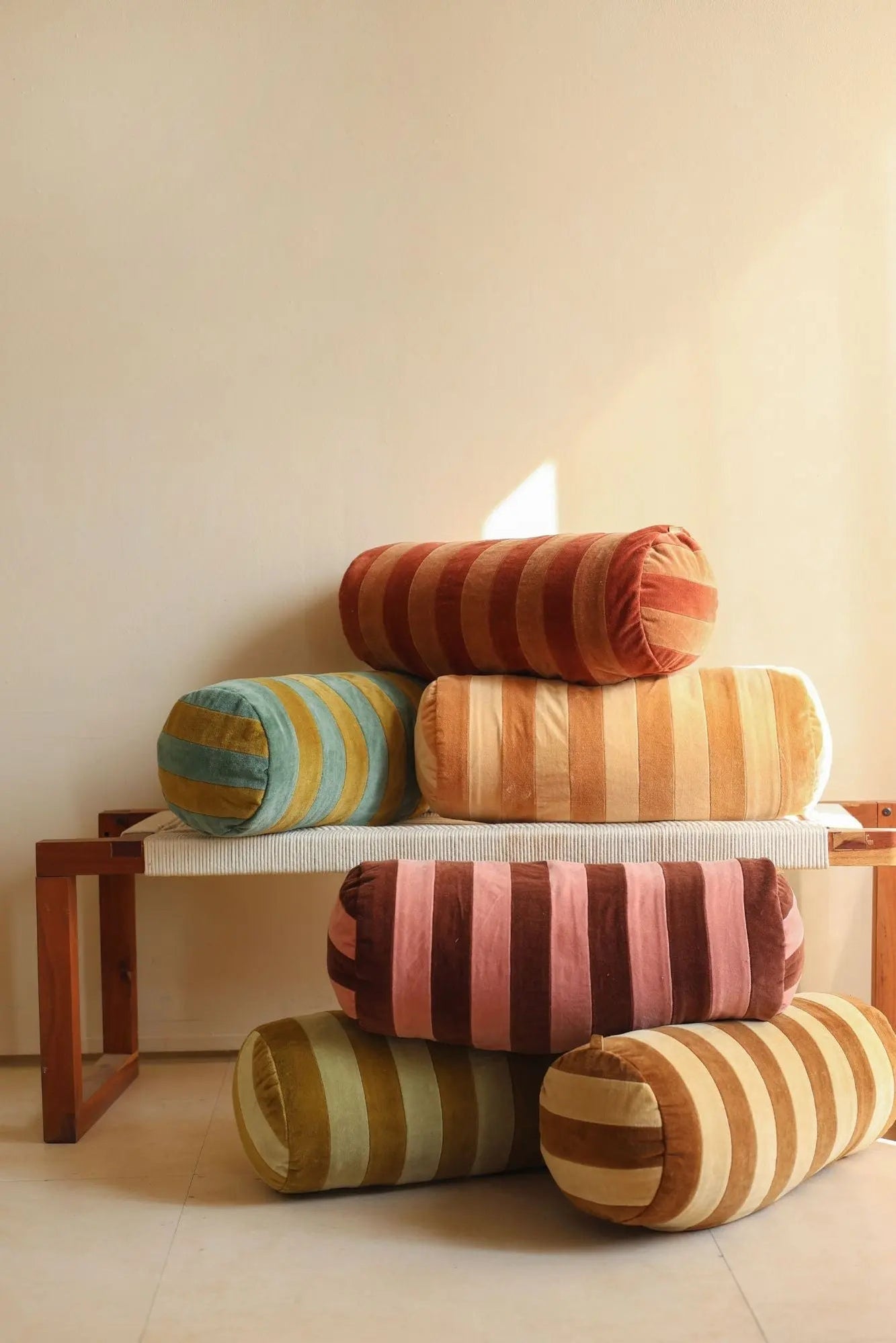 Holly Melon Striped Bolster Cover