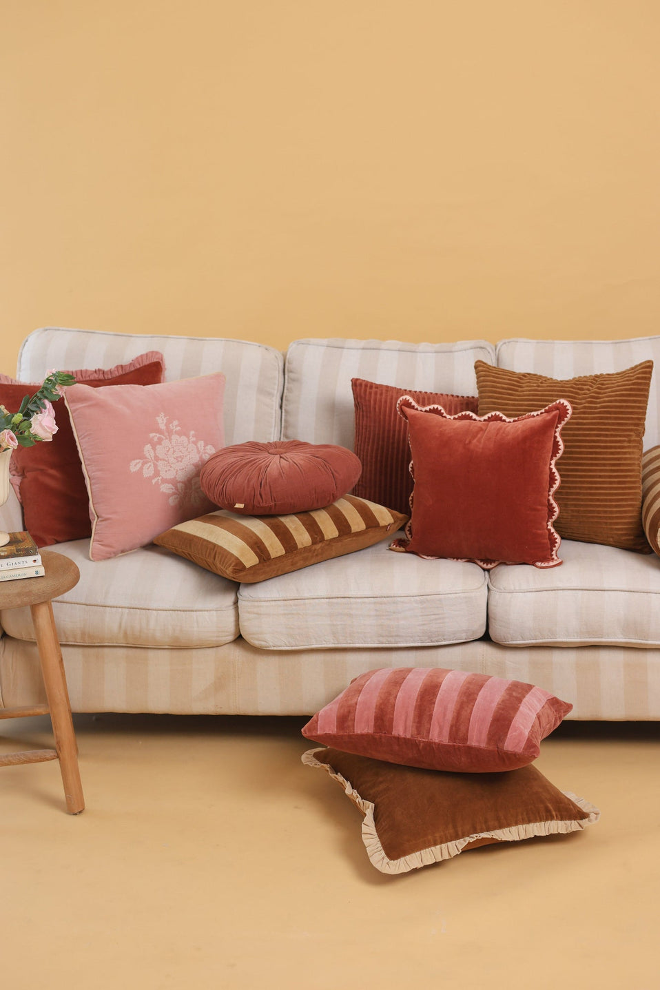 Luna Rhubarb Velvet Oblong Cushion Cover