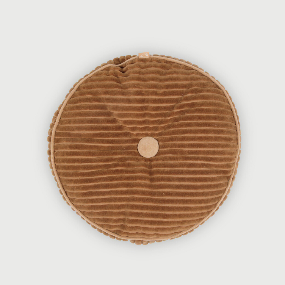 Luna Tan Brown Velvet Round Cushion