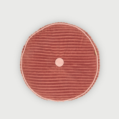 Luna Rhubarb Velvet Round Cushion