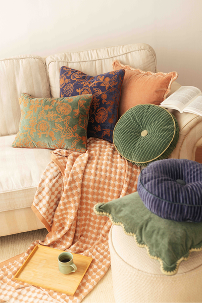 Luna Eucalyptus Velvet Round Cushion